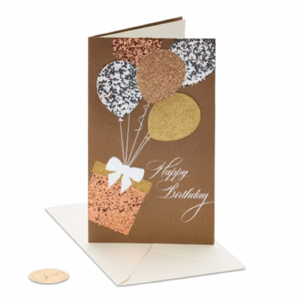 🆕Papyrus Beautiful Metallic Glitter Balloons Birthday Greeting Card
